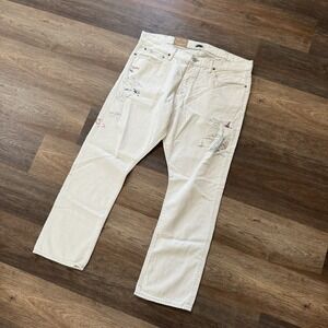 Polo Ralph Lauren Varick Slim Straight Nautical Theme Off White Jean Sz 38x30 NW